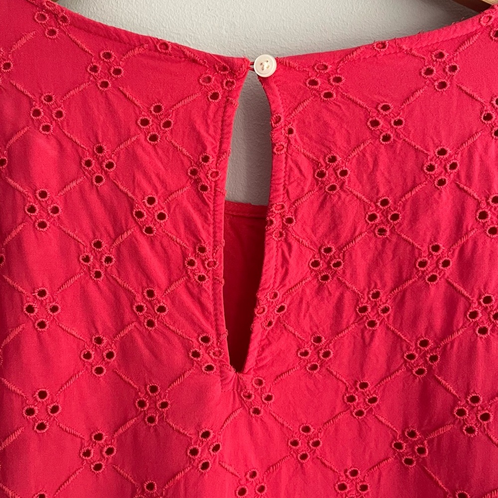 LOFT Pink Eyelet Short Sleeve Blouse - Picture 5 of 7